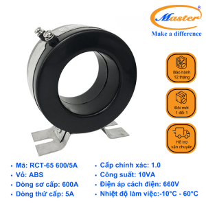BIẾN DÒNG ĐO LƯỜNG RCT-65 600/5A MASTER