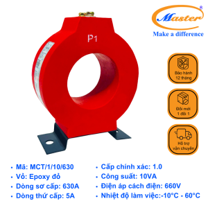 Biến Dòng Đo Lường MCT 630/5A 10VA Master - Đúc Epoxy Tròn Đỏ