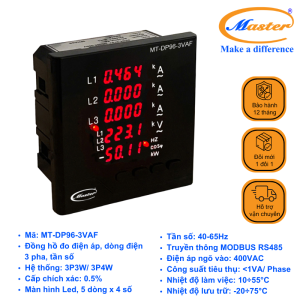 Đồng Hồ Đo Tần Số - Điện Áp - Dòng Điện 3 Pha MT-DP96-3VAF
