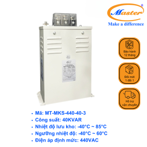 Tụ Bù Chống Cháy Nổ Master Vuông Loại Khô 3P 40KVAR 440VAC