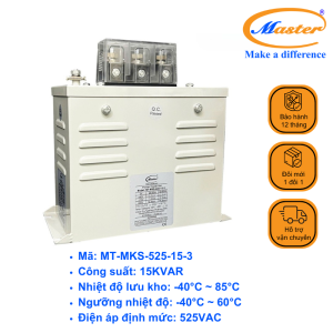 Tụ Bù Chống Cháy Nổ Master Vuông Loại Khô 3P 15KVAR 525VAC