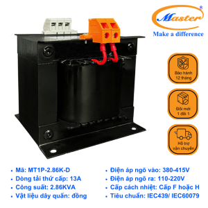Máy Biến Áp Cách Ly 1 Pha MT1P-2.86K-D Master