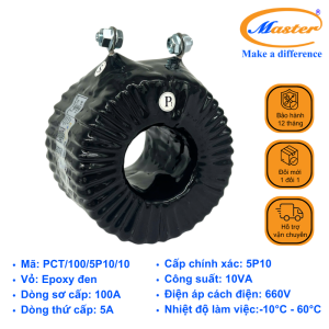 Biến Dòng Bảo Vệ PCT 100/5A 10VA Master - Đúc Epoxy Tròn Đen