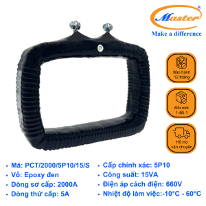 Biến Dòng Bảo Vệ PCT 2000/5A Master - Đúc Epoxy Vuông Đen