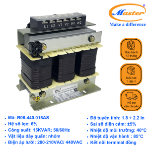 Cuộn Kháng 6% Cho Tụ Bù 3P-15KVAR 440VAC
