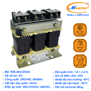 Cuộn Kháng 6% Cho Tụ Bù 3P-25KVAR 440VAC