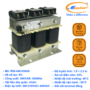 Cuộn Kháng 6% Cho Tụ Bù 3P-30KVAR 440VAC