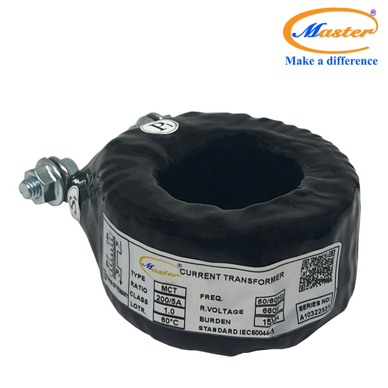 Biến dòng đo lường MCT 200/5A 15VA Master – Đúc Epoxy Đen Tròn