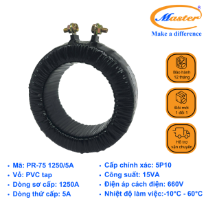 Biến Dòng Bảo Vệ Băng Quấn PR-75 1250/5A Master