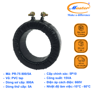 Biến Dòng Bảo Vệ Băng Quấn PR-75 800/5A Master
