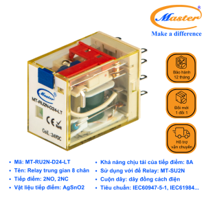 Relay Trung Gian 8 Chân MT-RU2N-D24-LT Master