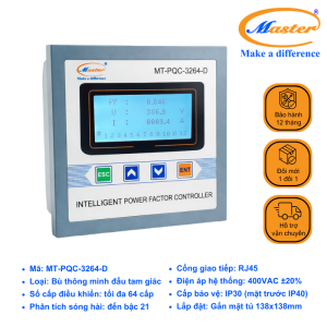 Bộ Điều Khiển Tụ Bù Thông Minh Master MT-PQC-3264-D – Dùng Cho Tụ Bù Đấu Tam Giác, 64 Cấp