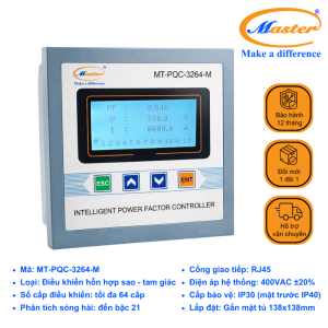 Bộ Điều Khiển Tụ Bù Thông Minh Master MT-PQC-3264-M – Điều Khiển Hỗn Hợp Sao - Tam Giác, 64 Cấp