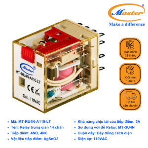 Relay Trung Gian 14 Chân 110VAC MT-RU4N-A110-LT Master