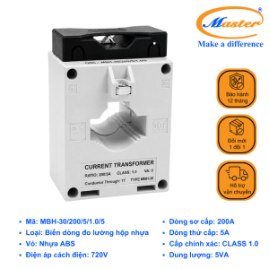 Biến Dòng Đo Lường Hộp Nhựa MBH-30 200/5A Master