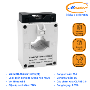 Biến Dòng Đo Lường Hộp Nhựa MBH-30 75/5A Master