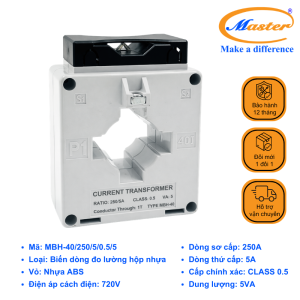 Biến Dòng Đo Lường Hộp Nhựa MBH-40 250/5A Master