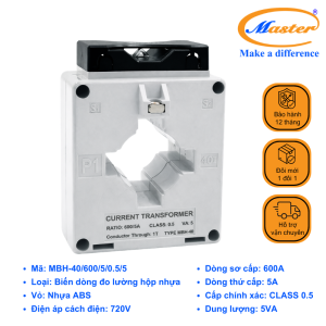 Biến Dòng Đo Lường Hộp Nhựa MBH-40 600/5A Master