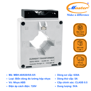 Biến Dòng Đo Lường Hộp Nhựa MBH-40 630/5A Master