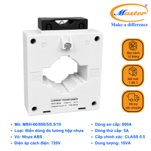 Biến Dòng Đo Lường Hộp Nhựa MBH-60 800/5A Master