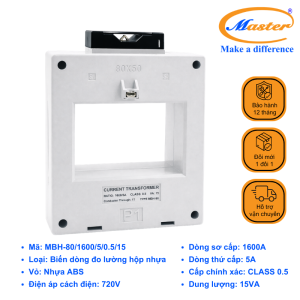 Biến Dòng Đo Lường Hộp Nhựa MBH-80II 1600/5A Master