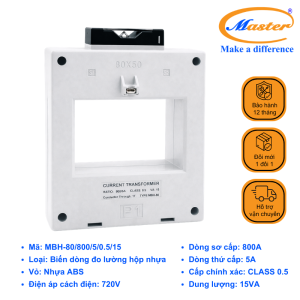 Biến Dòng Đo Lường Hộp Nhựa MBH-80II 800/5A Master