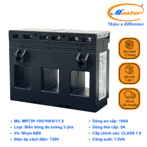 Biến Dòng Đo Lường Hộp Nhựa 3 Pha MRT3P-105 100/5A Master