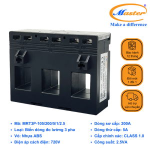 Biến Dòng Đo Lường Hộp Nhựa 3 Pha MRT3P-105 200/5A Master