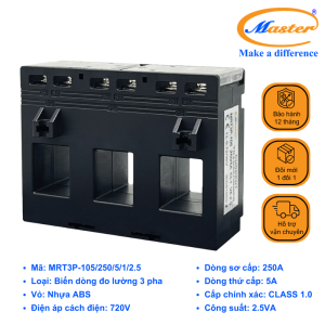 Biến Dòng Đo Lường Hộp Nhựa 3 Pha MRT3P-105 250/5A Master