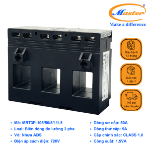 Biến Dòng Đo Lường Hộp Nhựa 3 Pha MRT3P-105 50/5A Master