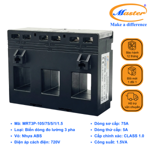 Biến Dòng Đo Lường Hộp Nhựa 3 Pha MRT3P-105 75/5A Master