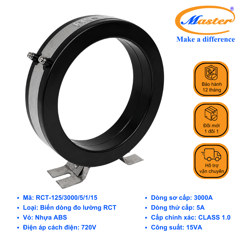 BIẾN DÒNG ĐO LƯỜNG RCT-125 3000/5A MASTER